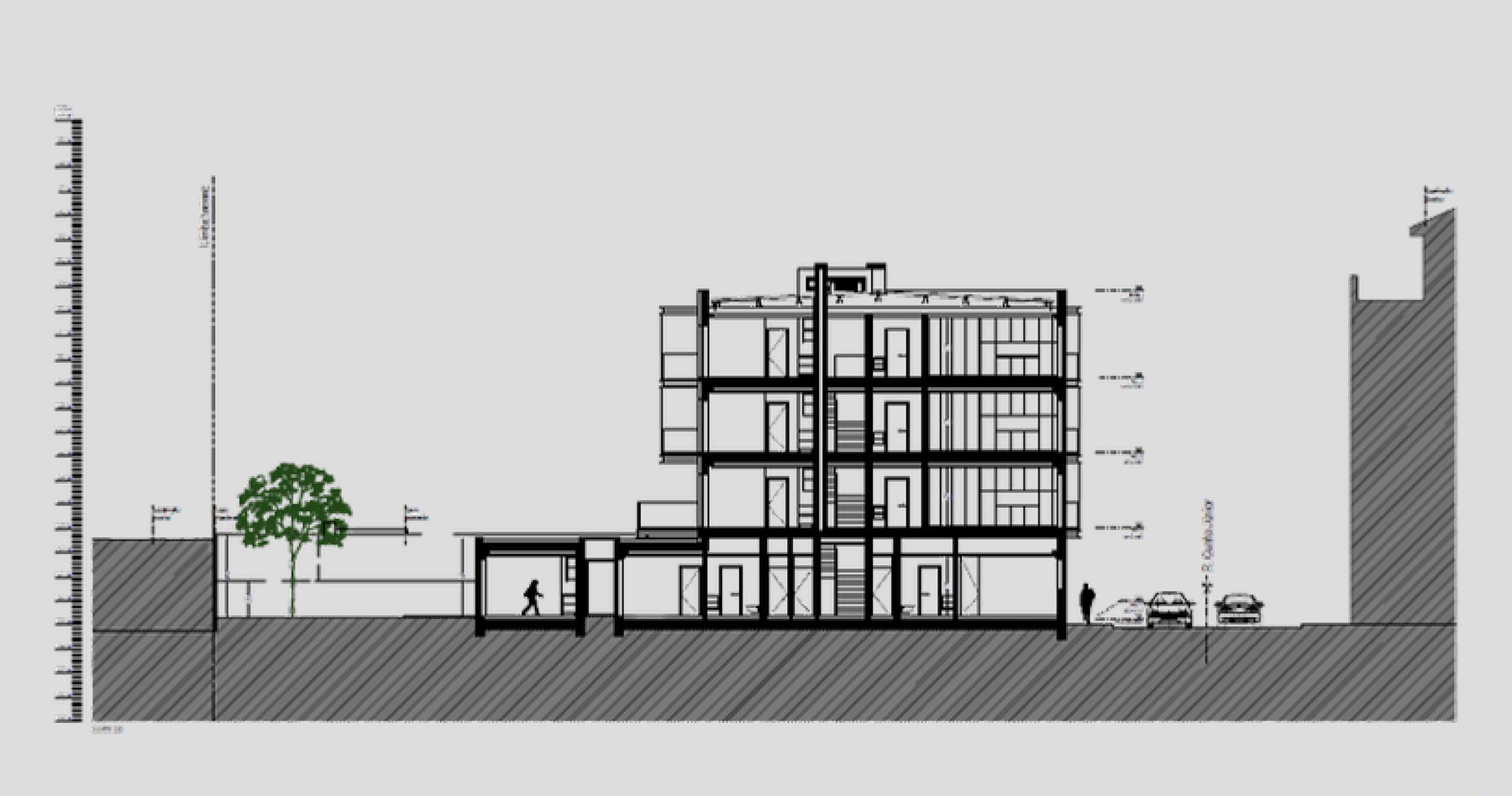 Corte construtivo do edifício
